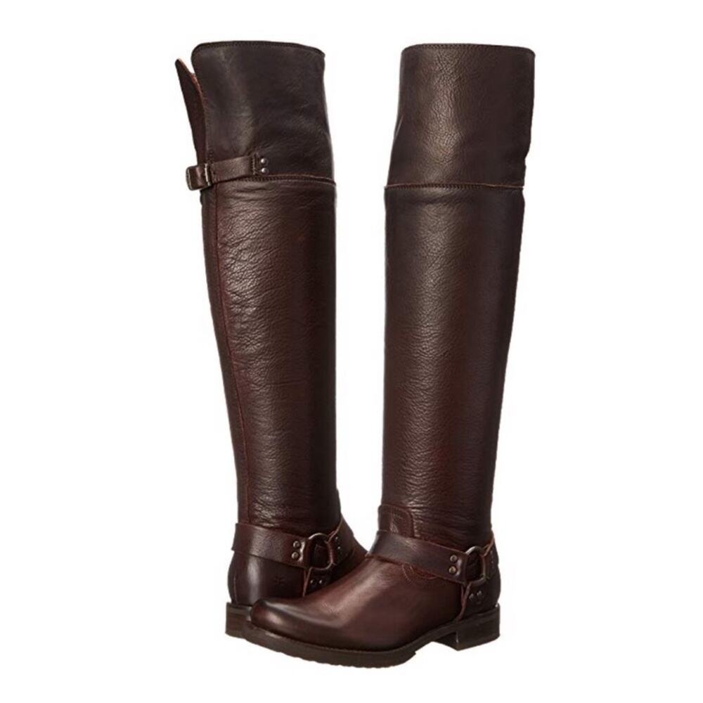 FRYE Veronica over the knee dark brown leather boots- 7